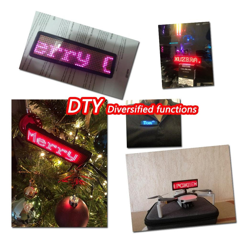 Fully New Bluetooth LED Name Badge DIY Programmable Scrolling Message Board Mini LED Display HD Text Digits Pattern Display - Loja Shopmart